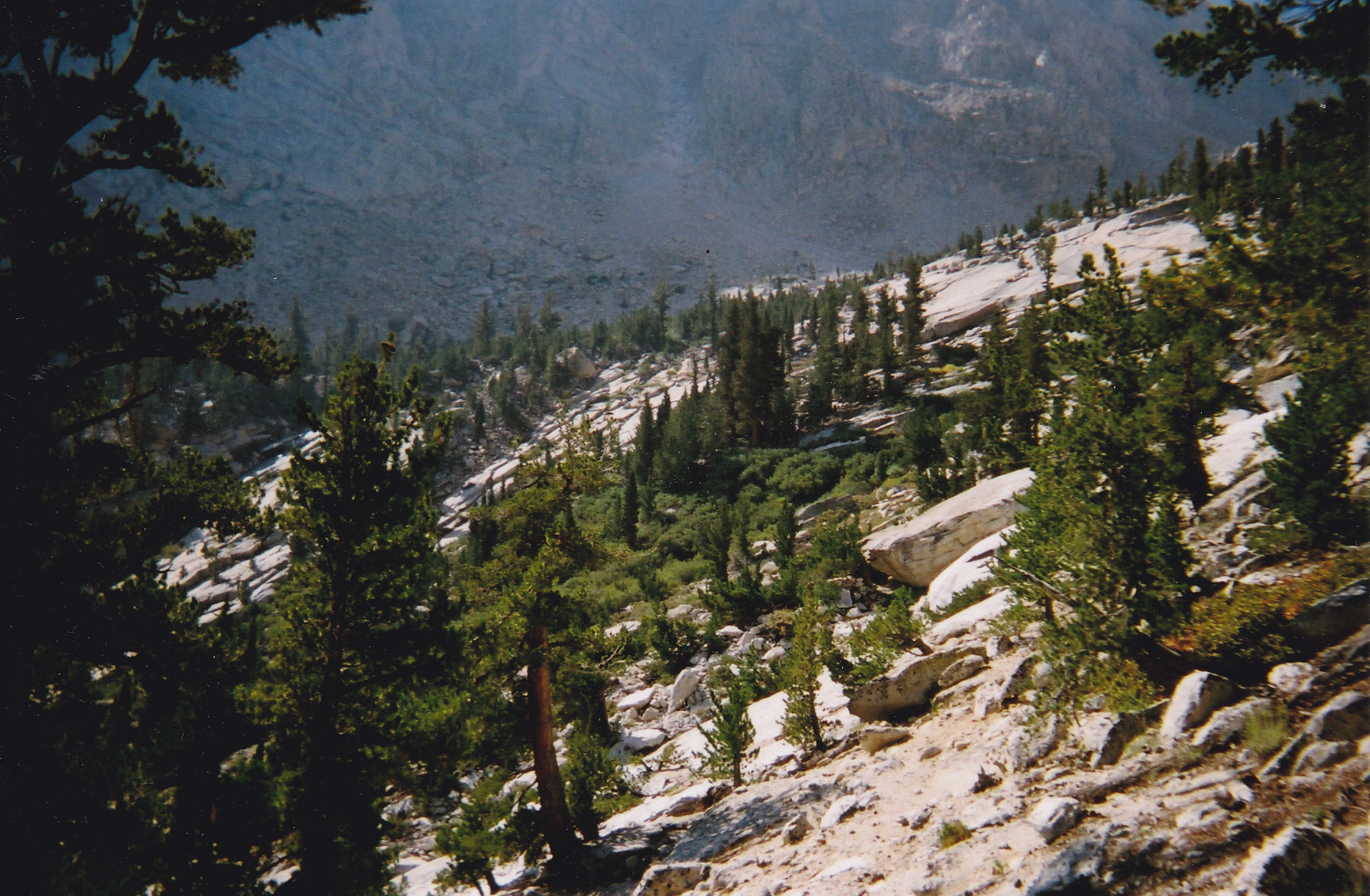 faint climbers trail leading toward the notch