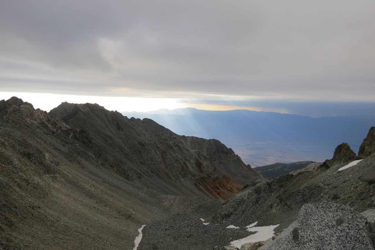 roof of storm clouds and a glimmer of light over Owens Valley [photo by Daphne]