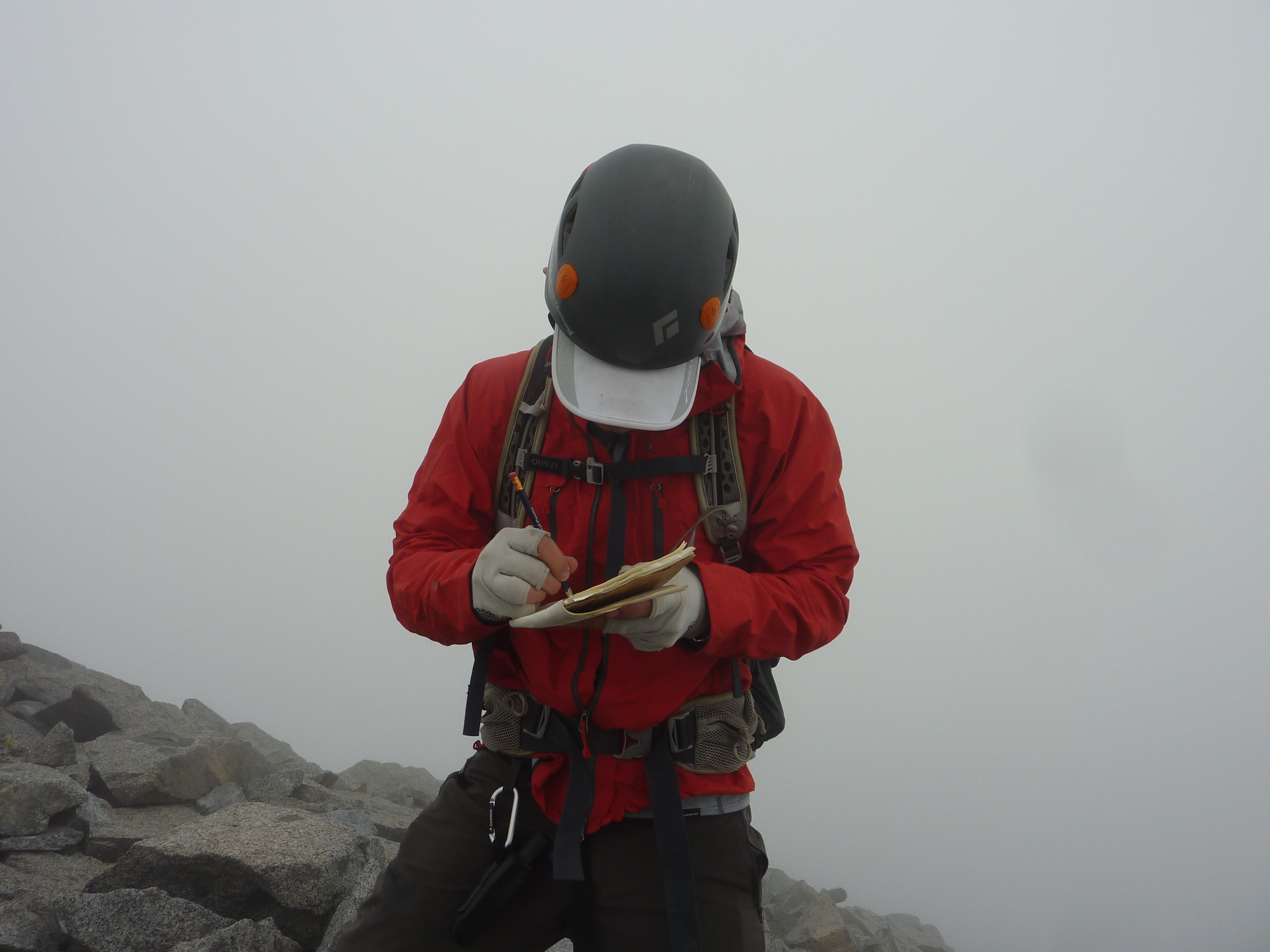 Patrick remained much more calm than I was on the summit! [photo by me]