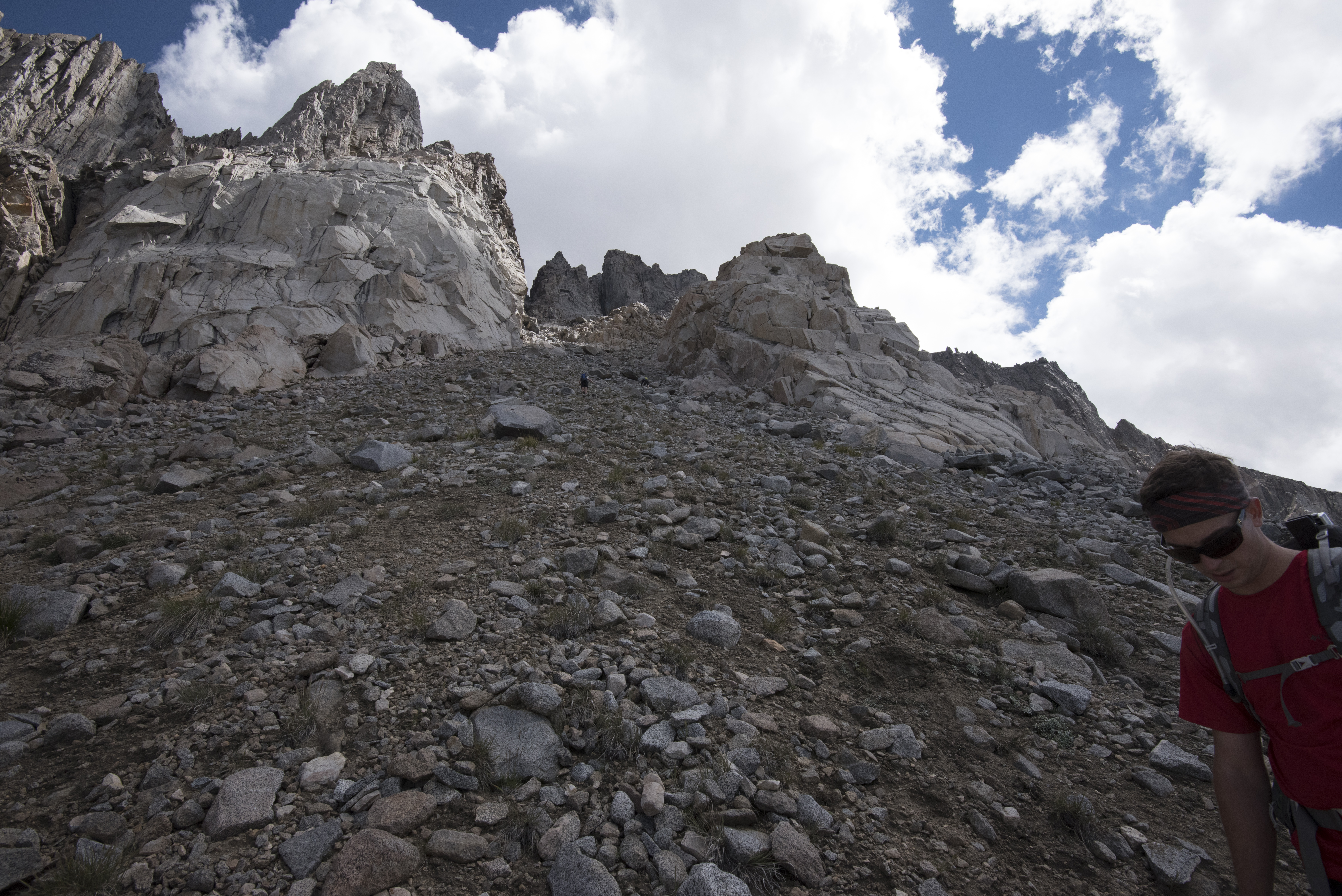 looking up the Southwest Chute (notice the Southwest Buttress on the left side) [photo by Nick]