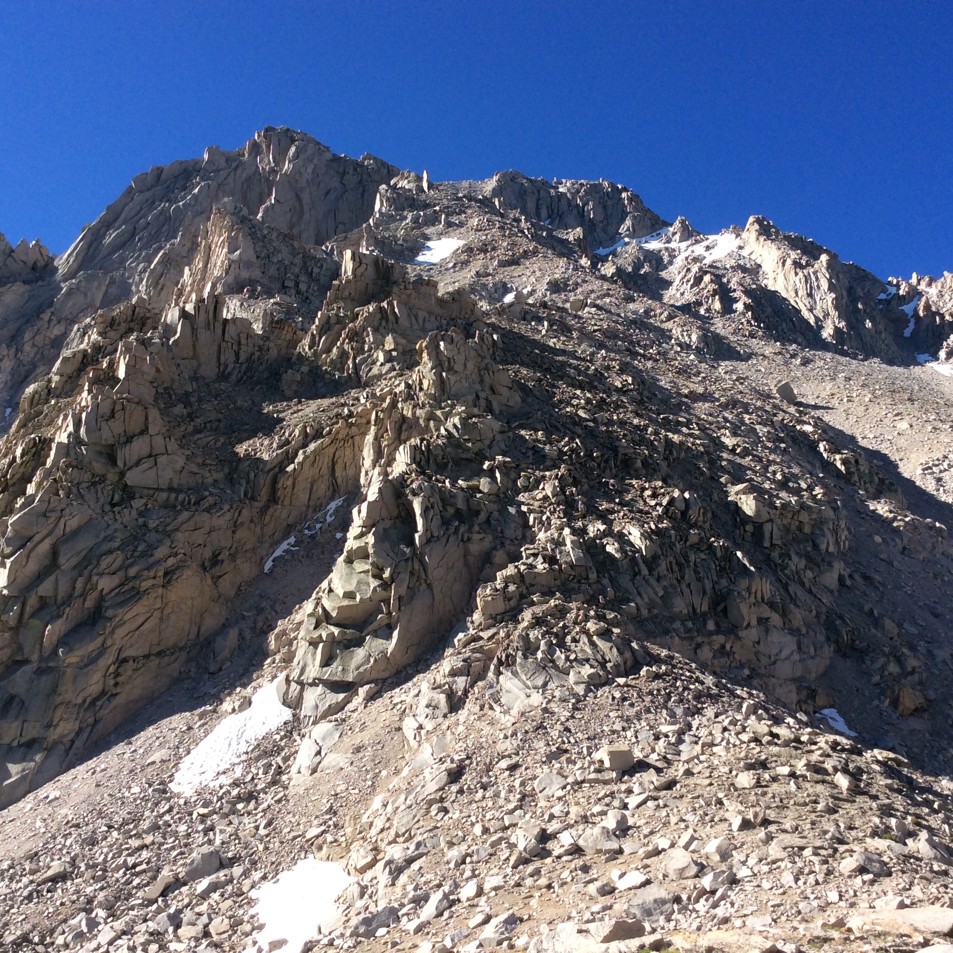 there might be one or two moves of solid class three climbing on the north face of University Peak